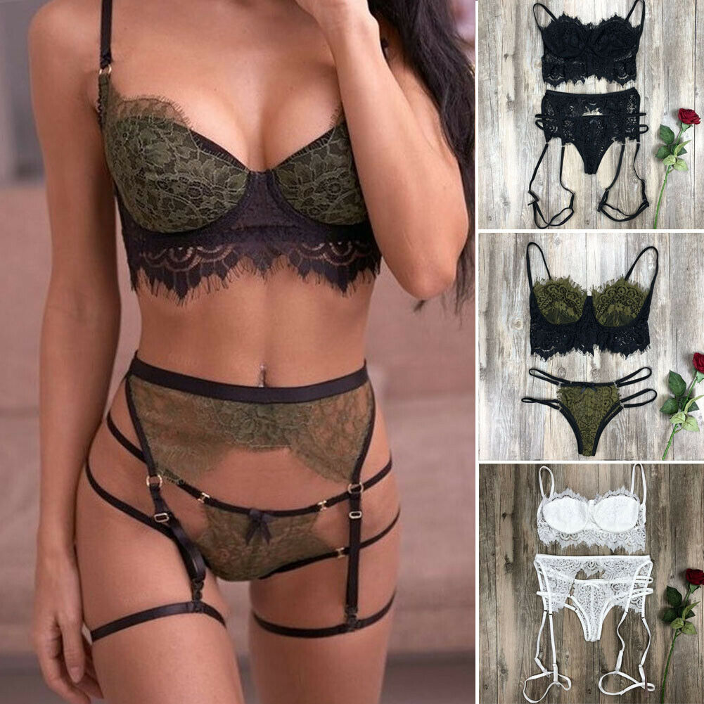 Women Sexy Lingerie Lace Babydoll Open Bra G-String Underwear Nightwear Bra & Brief  Sexy Glitter Lingerie Babydoll Sleepwear