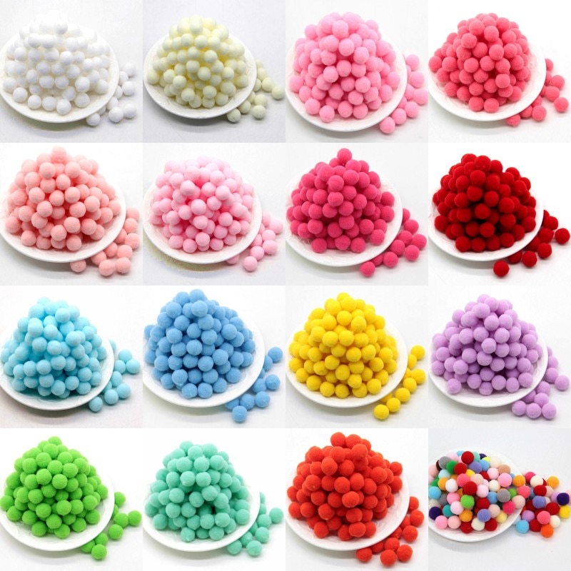 100Pcs 10/15/20/25mm Mini Fluffy Soft Pom Poms Pompoms Ball Handmade Kids Toys Wedding Christmas Decor DIY Sewing Craft Supplies