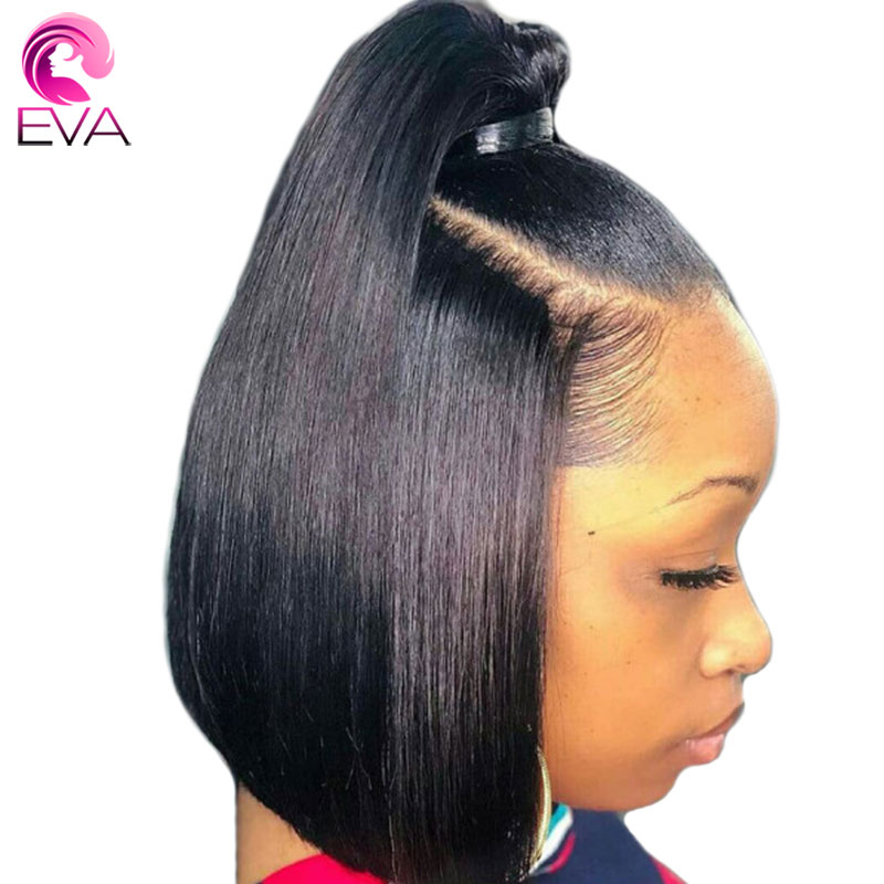 Eva Hair Short Bob Straight 360 Lace Frontal Human Hair Wigs Pre Plucked With Baby Hair Brazilian Remy Hair Wigs For Black Women