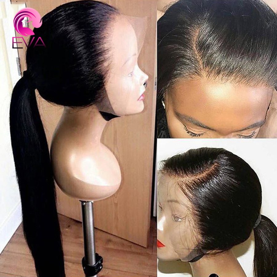 Eva Hair Straight 360 Lace Frontal Wigs Pre Plucked With Baby Hair 250% Density Brazilian Remy Human Hair Wigs For Black Women