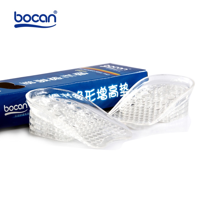 Bocan height increase 3cm elevator insoles gel inserts adjustable transparent insoles shock absorption height insole