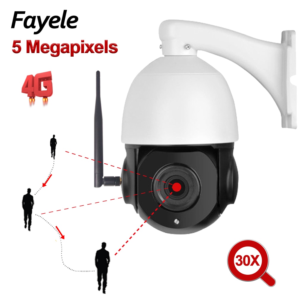 5MP 1080P 3G/4G IP Camera WiFi Outdoor Dome PTZ Camera 30X Zoom IR 80M Auto Focus Wireless CCTV Wi-Fi Onvif Camera MIC SD card