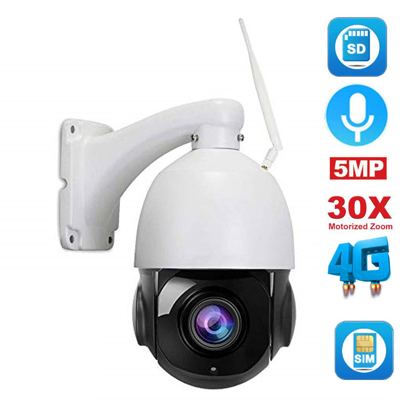 5MP 1080P 3G/4G IP Camera WiFi Outdoor PTZ Dome POE Camera Wireless IR 30X Zoom Auto Focus CCTV Wi-Fi Onvif Camera MIC SD card