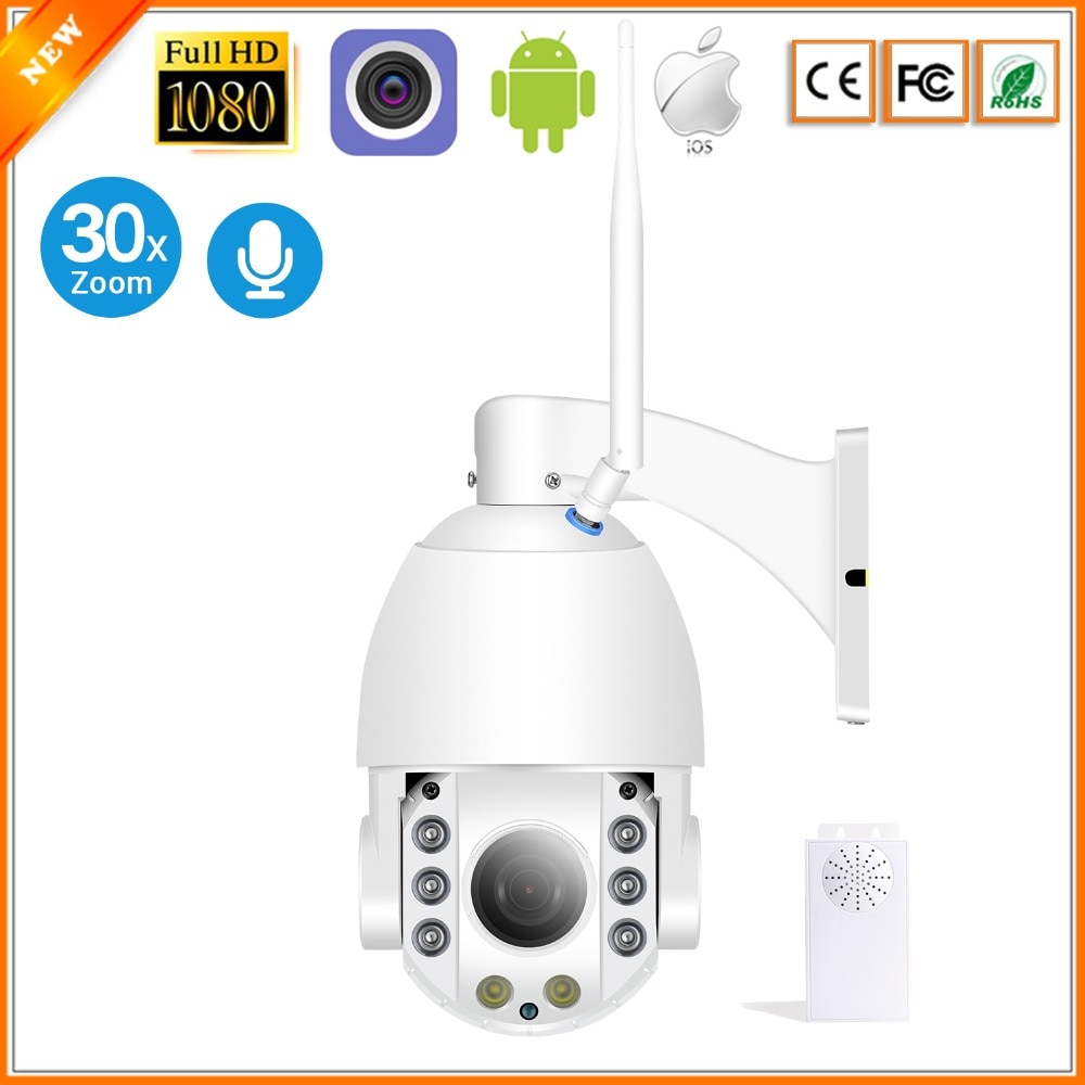 BESDER 30X Zoom PTZ WiFi IP Camera 1080P Outdoor Speed Dome Camera Full Color Night Vision Auto Focus Two-Way Audio Waterproof