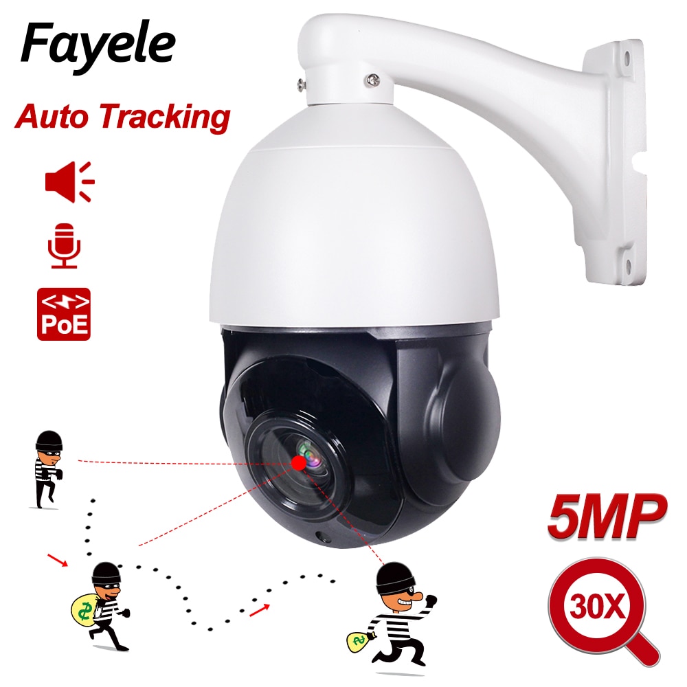 5MP CCTV Surveillance AI Humanoid Auto Tracking PTZ Camera 2MP POE Two Way Audio 30X Zoom H.265 Outdoor IP Camera IR 80M ONVIF