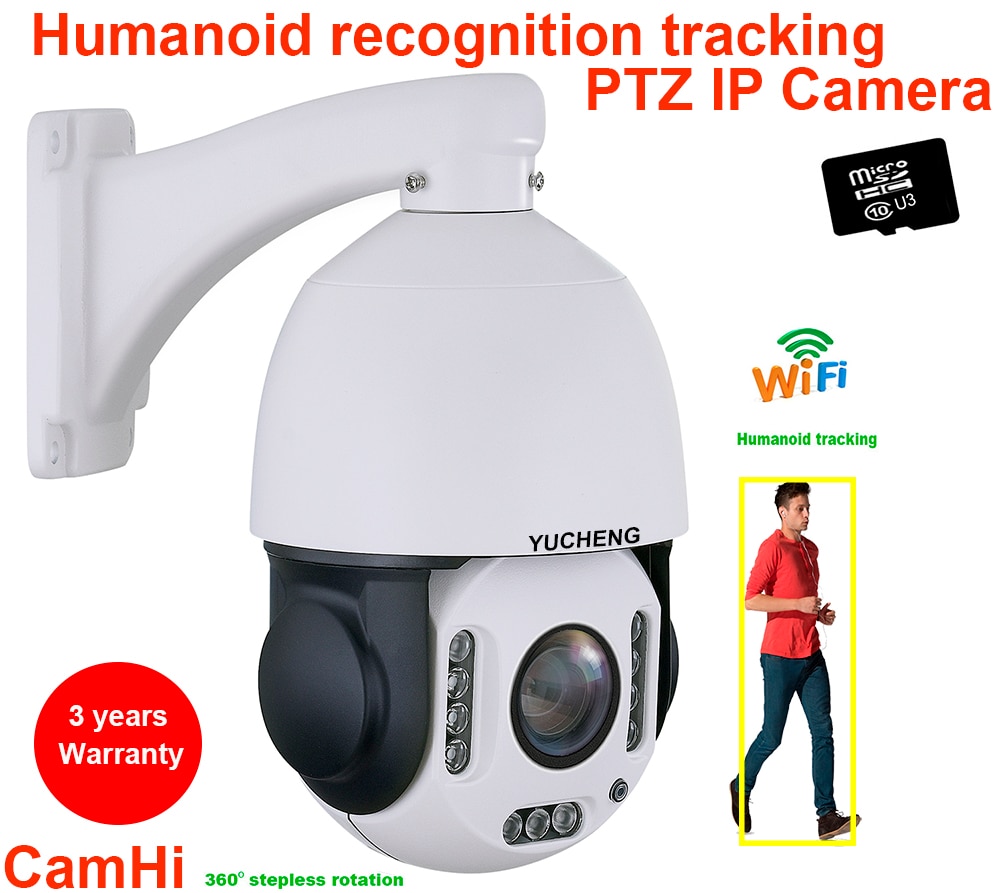 CamHi 5MP wireless 30X ZOOM Humanoid Auto Track IR PTZ speed IP Camera Humanoid recognition Build in MIC Speaker 128GB sd card