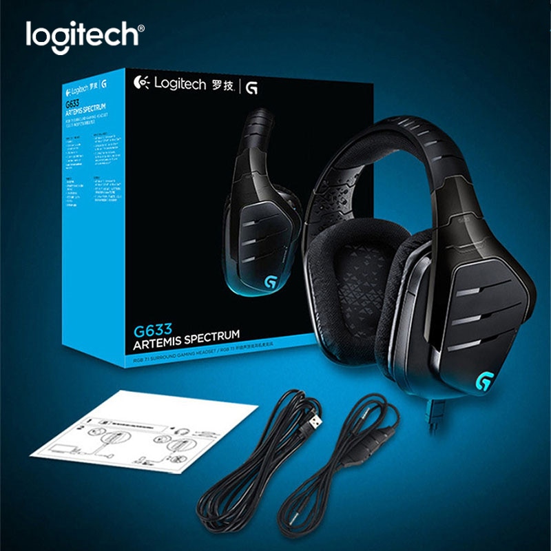 Logitech G633 7.1 RGB GAMING HEADSET Surround Sound Gaming Headphones Microphone Head For Mouse Gamer PUBG LOL Overwatch