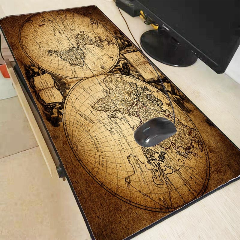 Mairuige Old World Map Large Gaming Lock Edge Mouse Mat Keyboard Pad Desk Mat Table Mat Gamer Mouse Pad for Laptop Notebook Lol